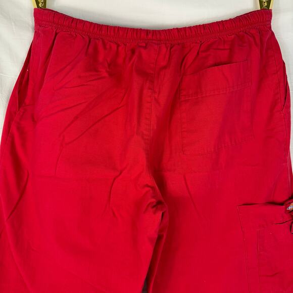 Dickies Scrub Pants Unisex Red Large Pockets Nursing Medical Drawstring - Picture 7 of 7